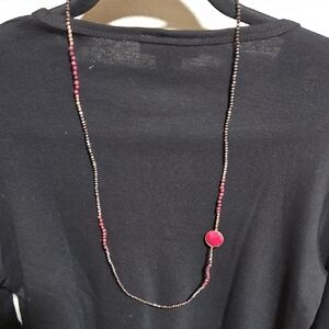 Elegant Red and Brown Beaded Necklace